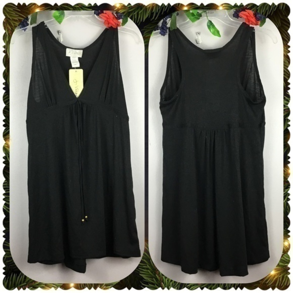 NWT J. VALDI Boutique Boho Bohemian Black Beach Top Shirt Tunic Cover Size Small